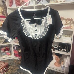 Black and White Tuxedo Style Bodysuit